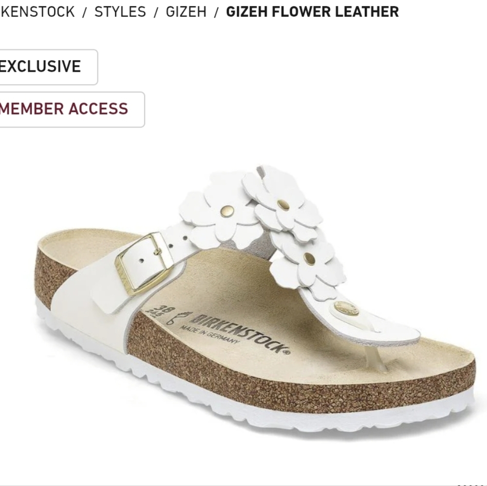 Birkenstock Gizeh Flower Leather Sandals - White